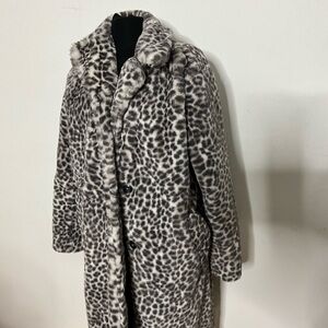 Ann Taylor Leopard Print Faux Fur Coat